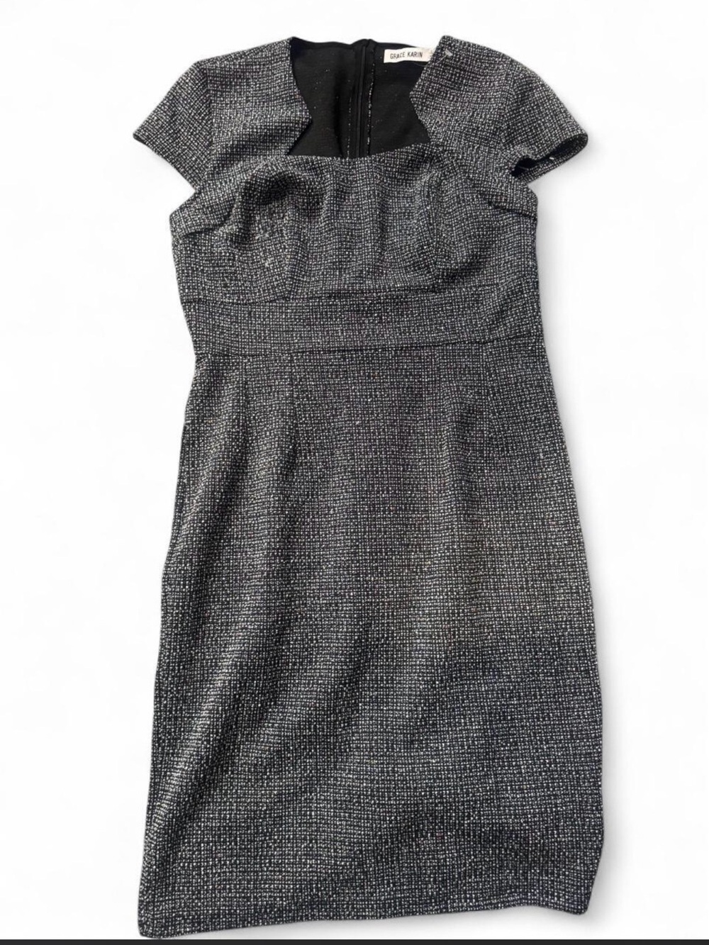 Grace Karin Charcoal Tweed Sheath Dress